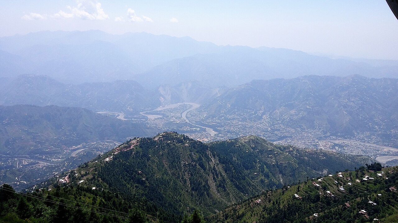 Panoramic view of Muzaffarabad, the capital of Azad Jammu and Kashmir, seen from the Pir Chinasi hilltop