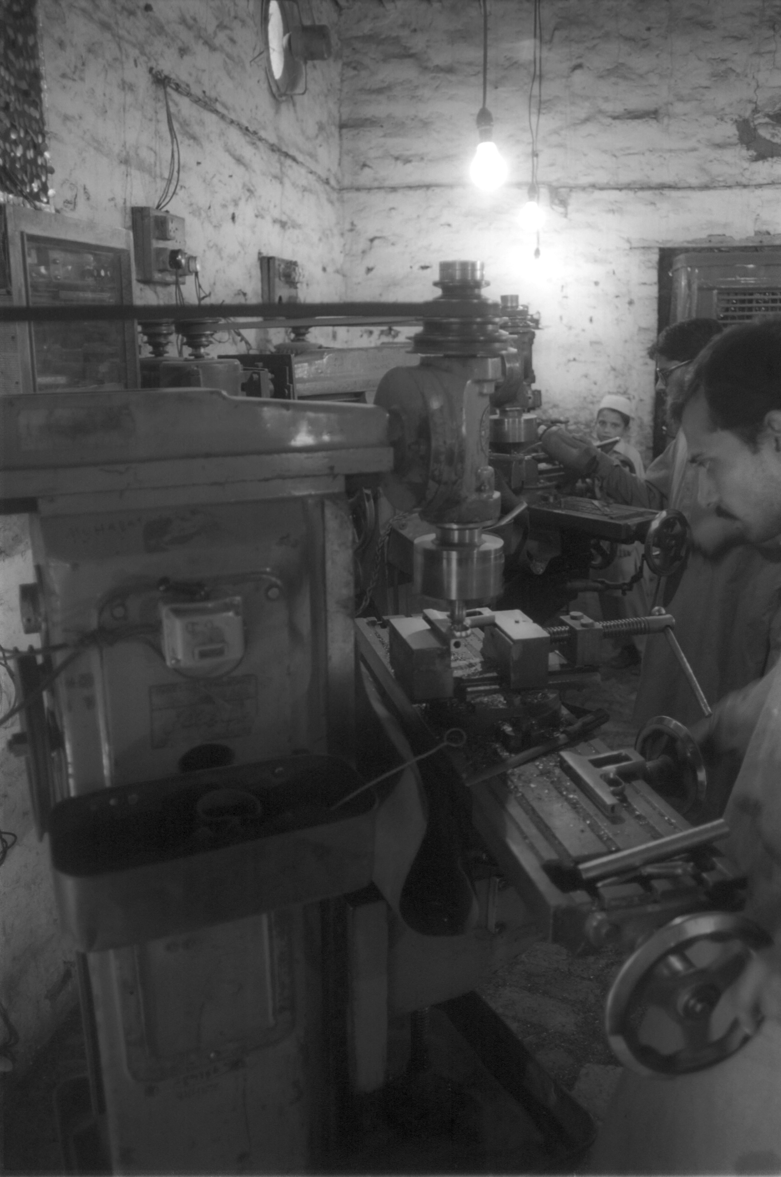 A gun workshop in Darra Adam Khel, Pakistan, where locally made firearms are displayed for sale.