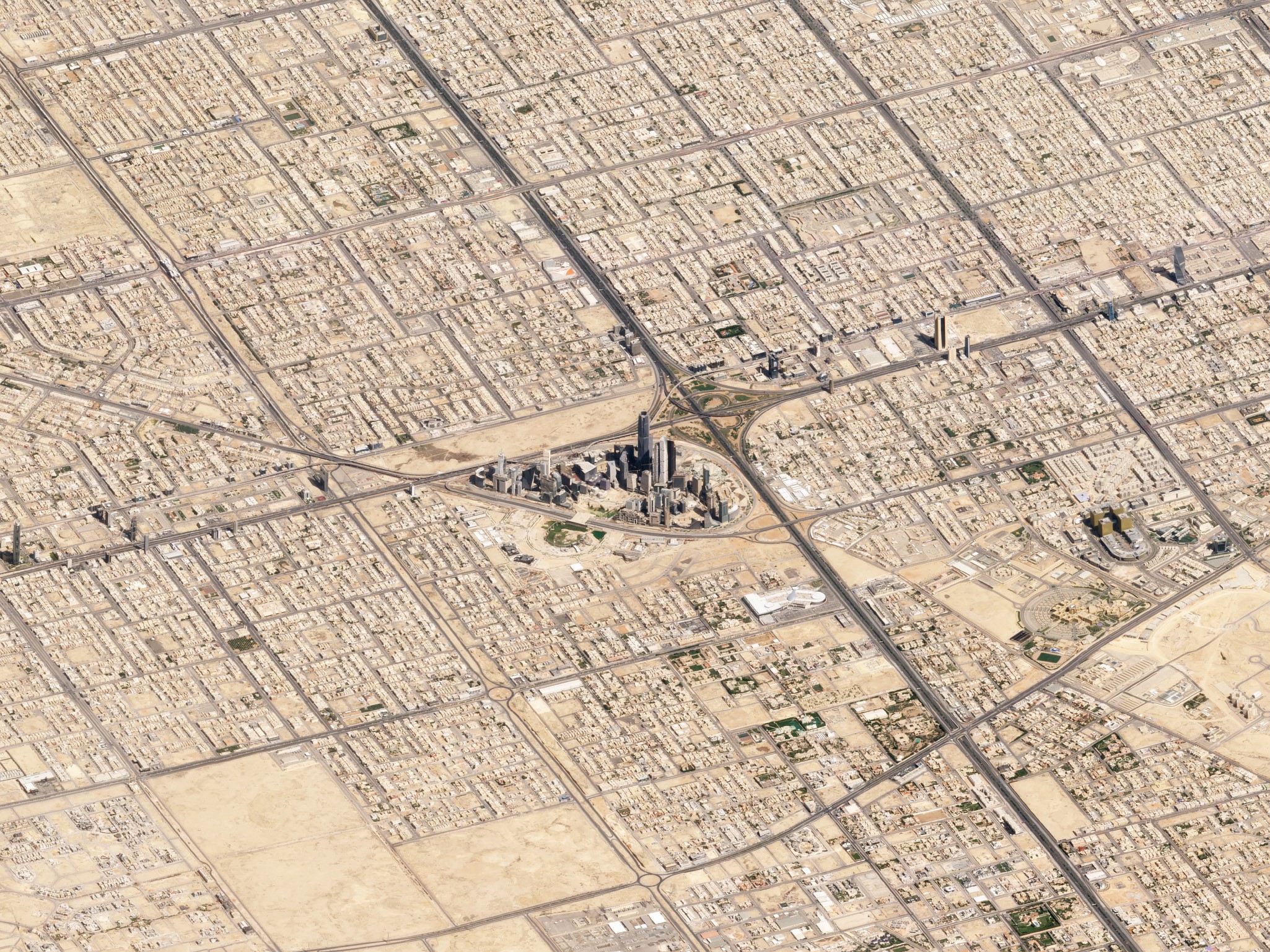 A satellite image of Riyadh, Saudi Arabia, showing the city's grid of streets and buildings