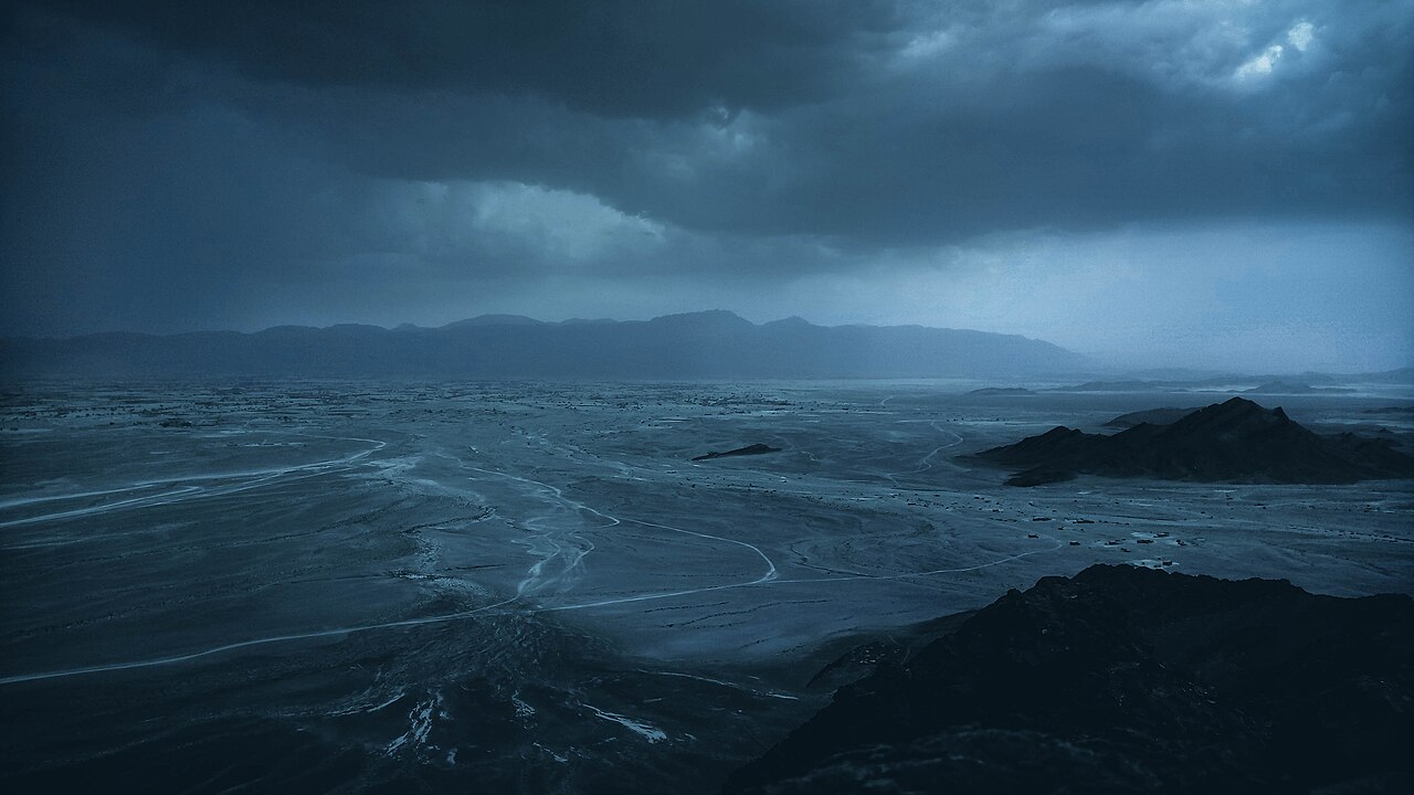 An aerial view of Khuzdar and the surrounding mountains in Balochistan, Pakistan.