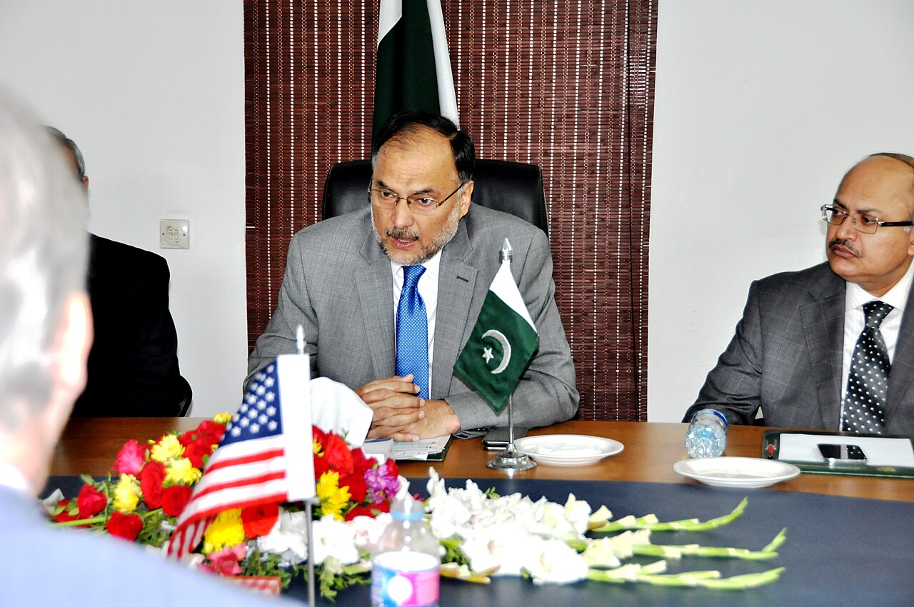 Pakistan's planning minister Ahsan Iqbal speaking at a public event