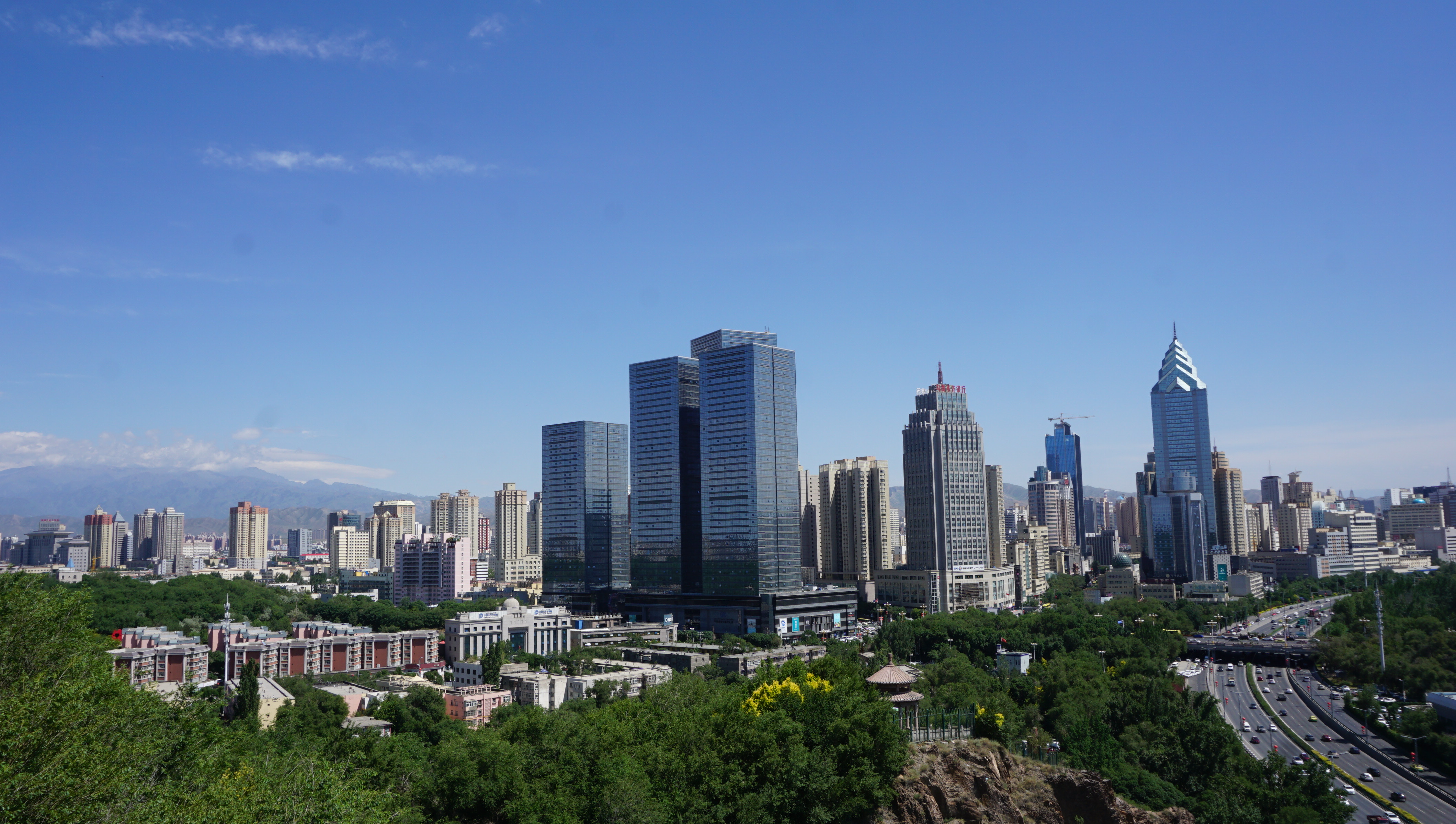 The skyline of Urumqi, Xinjiang, China, seen from Hong Shan.