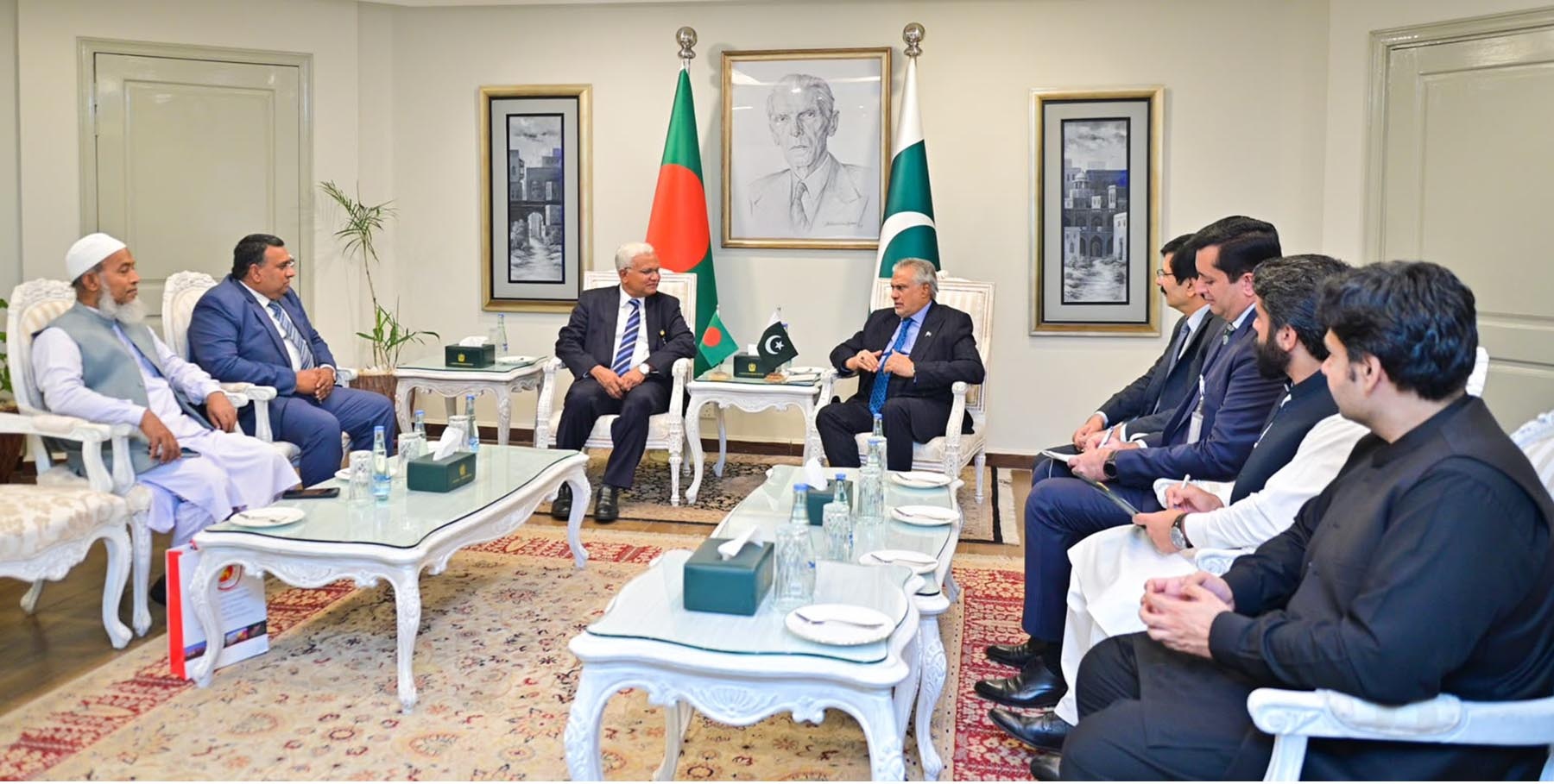 Pakistan's Deputy Prime Minister and Foreign Minister Ishaq Dar during a meeting at his office in Islamabad.