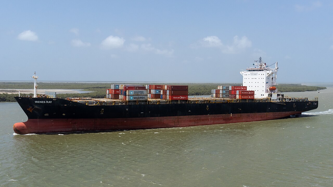 A tanker ship at Port Qasim near Karachi, photographed in June 2021
