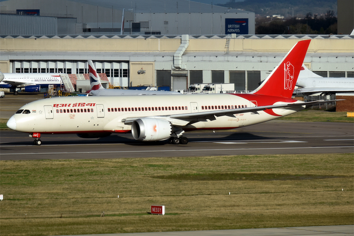 An Air India Boeing 787-8 Dreamliner in flight.