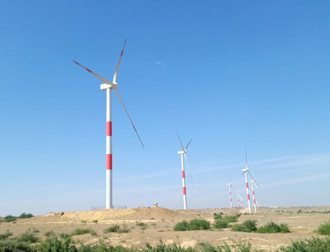Wind turbines at the Jhimpir wind power project in Thatta District, Sindh, Pakistan.