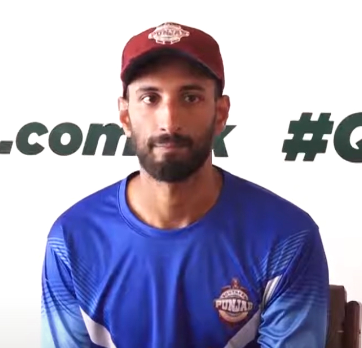 Pakistan cricketer Shan Masood speaking at a press conference in Quetta.