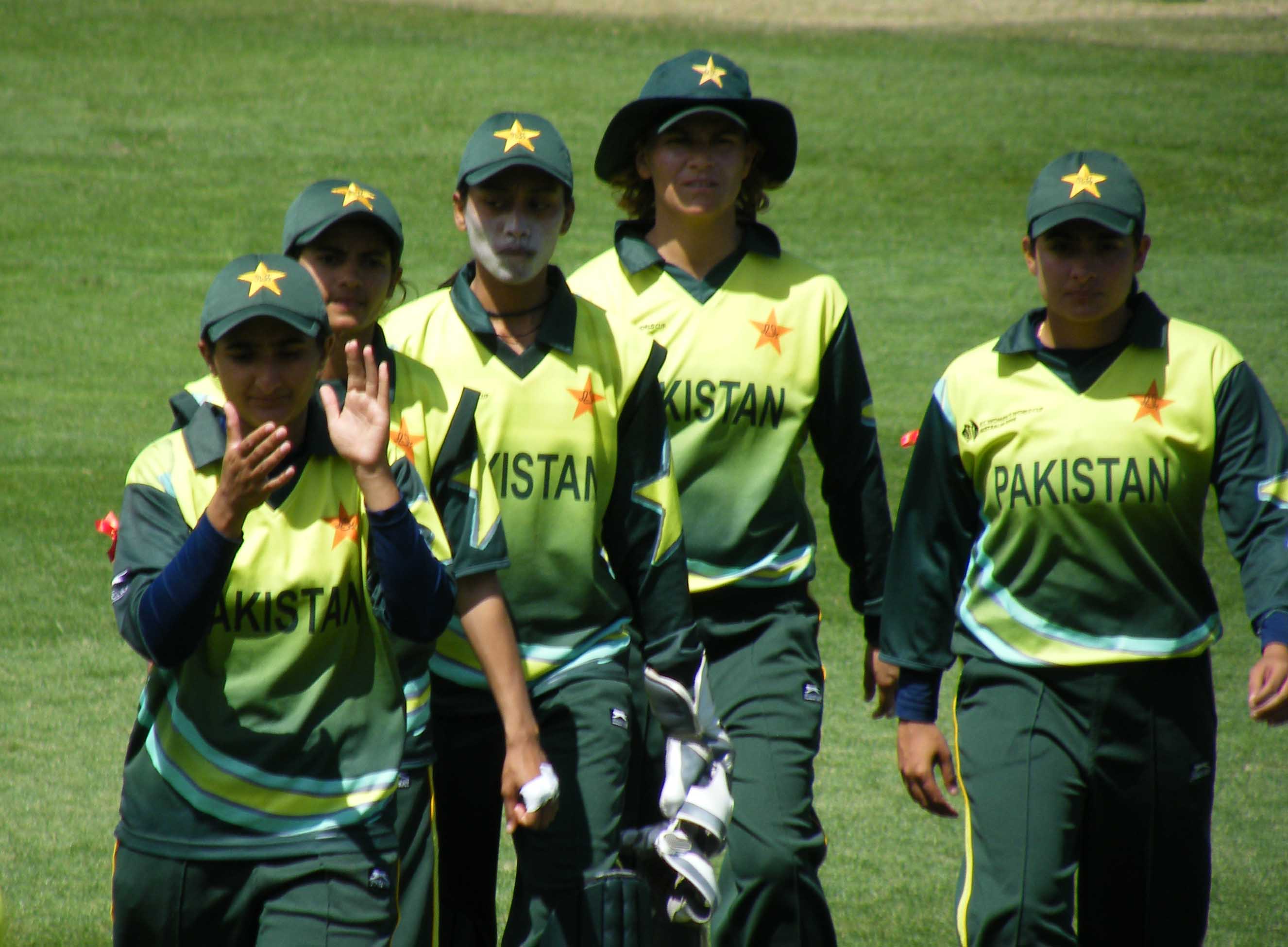 The Pakistan women's cricket team posing in whites at the 2009 Women's Cricket World Cup in Sydney