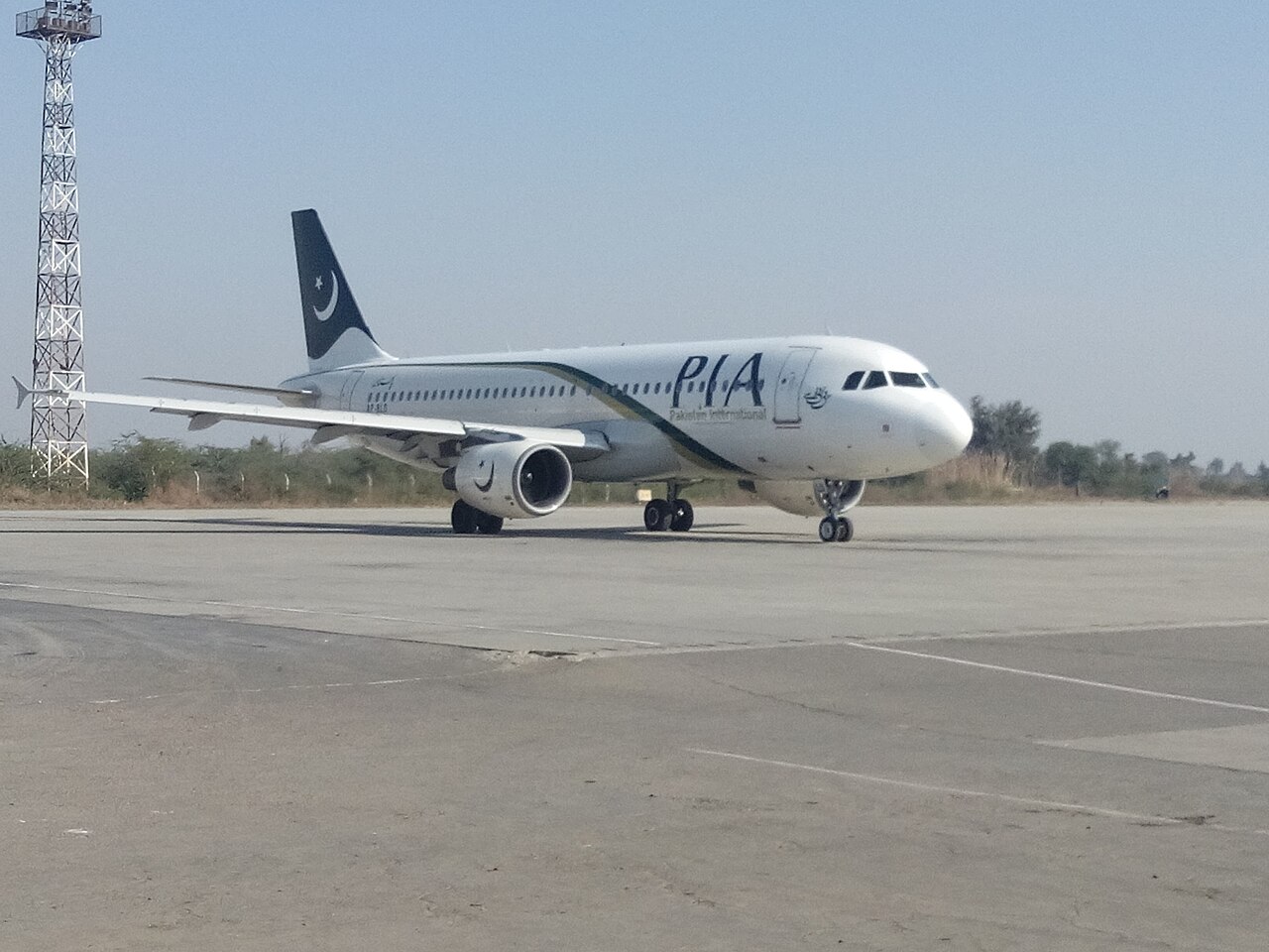 A Pakistan International Airlines Airbus A320 aircraft on the tarmac.