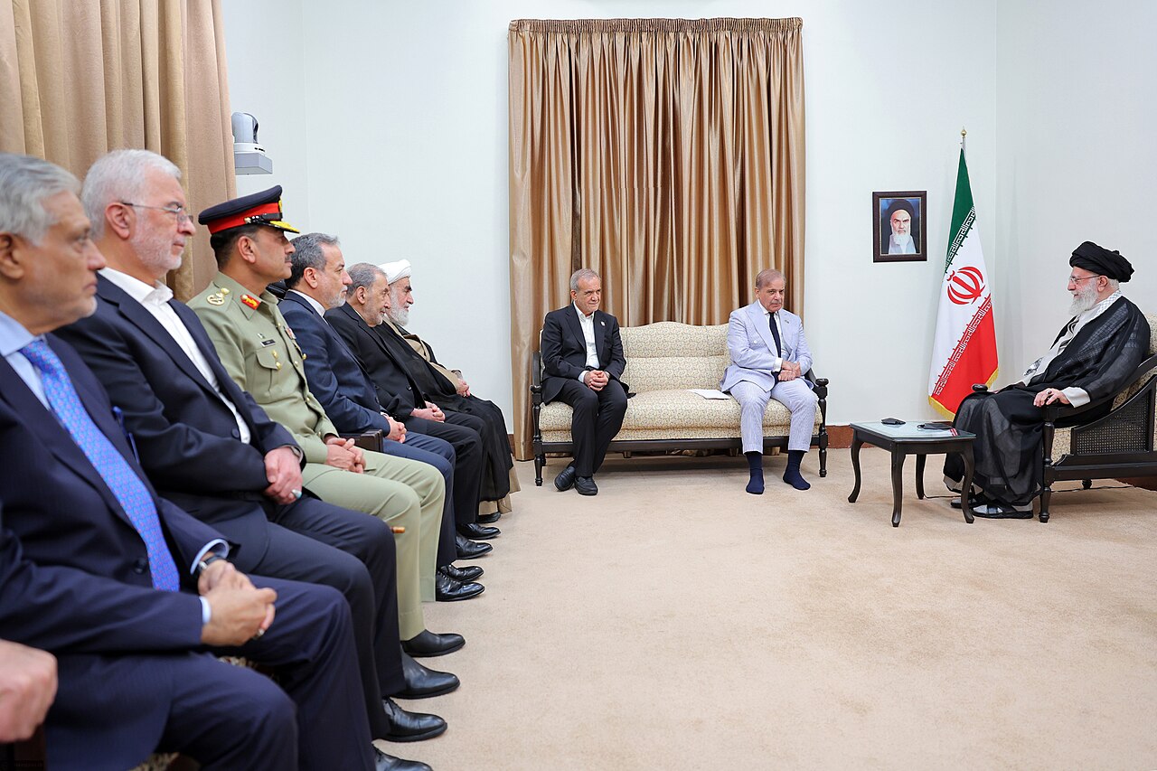 Prime Minister Shehbaz Sharif meeting Ayatollah Ali Khamenei in Tehran in May 2025.