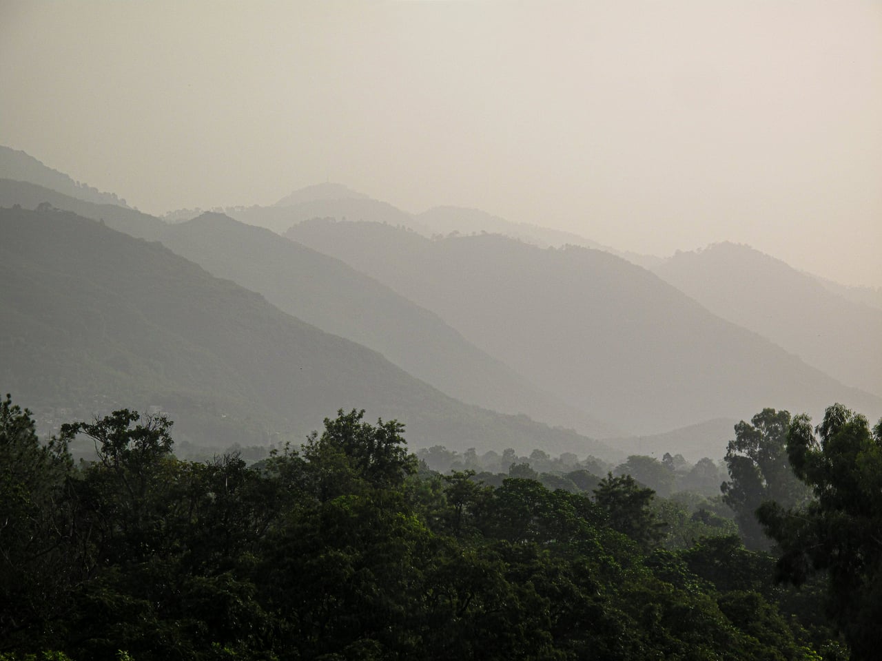 Low monsoon rain clouds over the Margalla Hills near Islamabad, Pakistan.