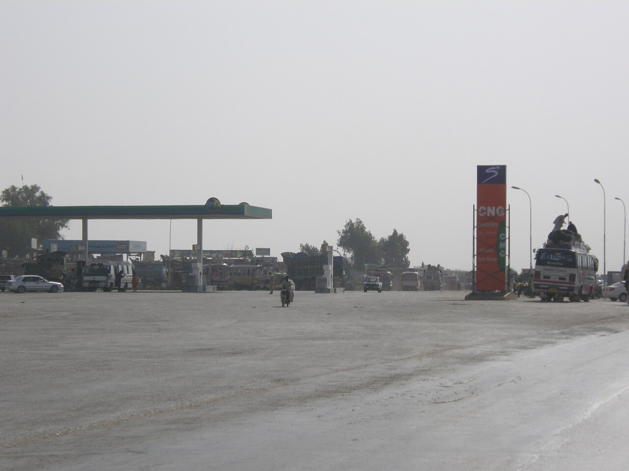 A PSO petrol station forecourt in Hyderabad, Pakistan.