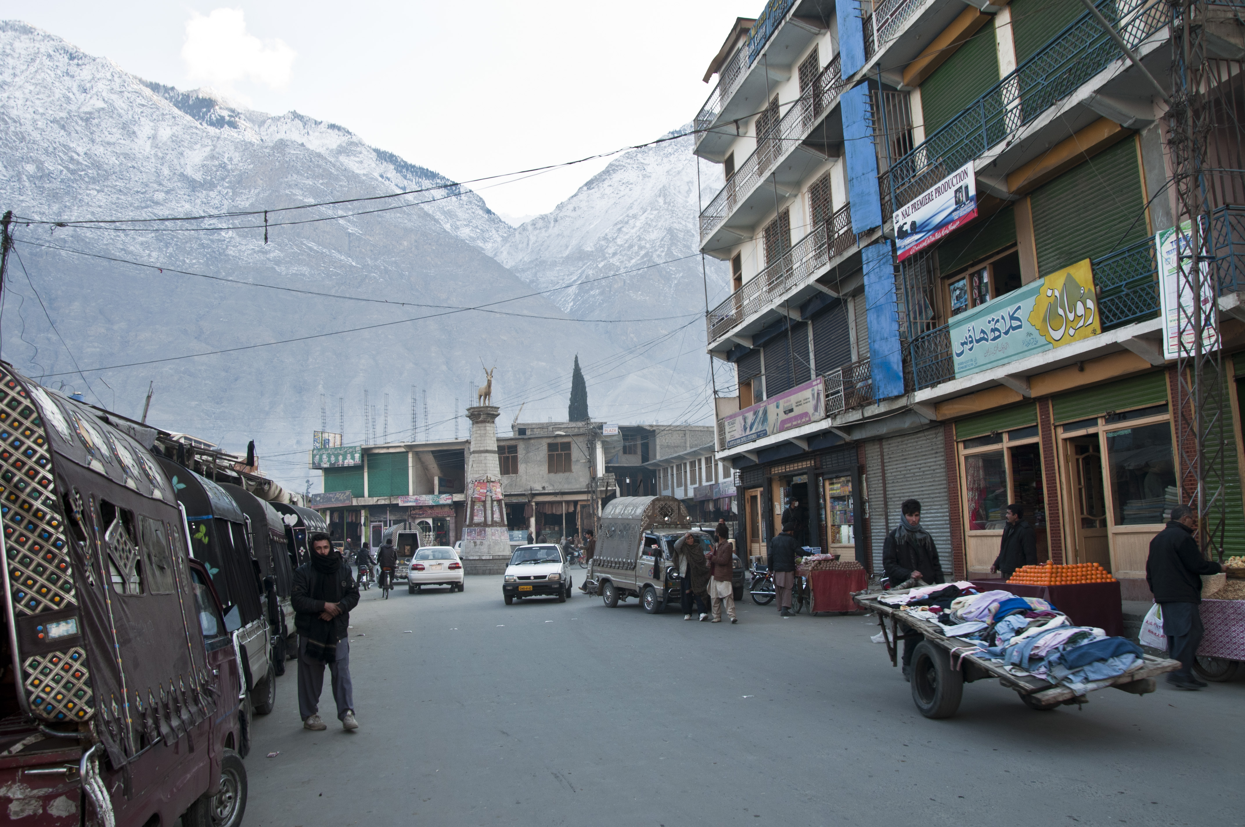 A view over Gilgit city and the surrounding mountains in Gilgit-Baltistan.