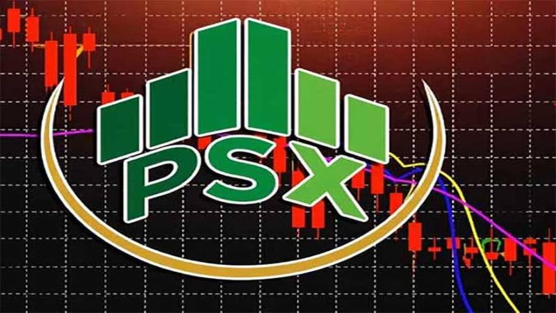 A display at the Pakistan Stock Exchange showing market data and index levels.