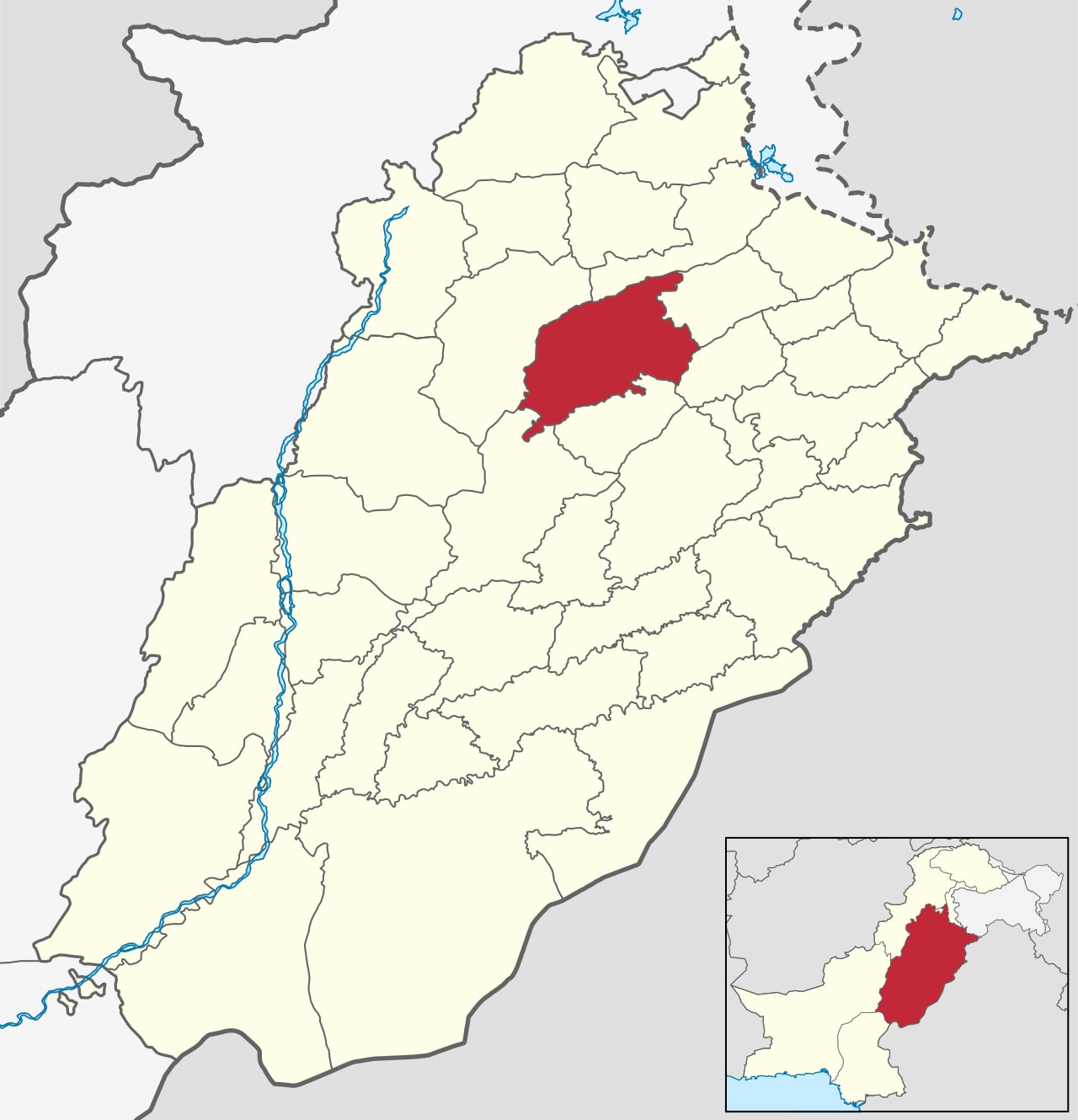 Locator map showing Sargodha district highlighted within Punjab province, Pakistan.
