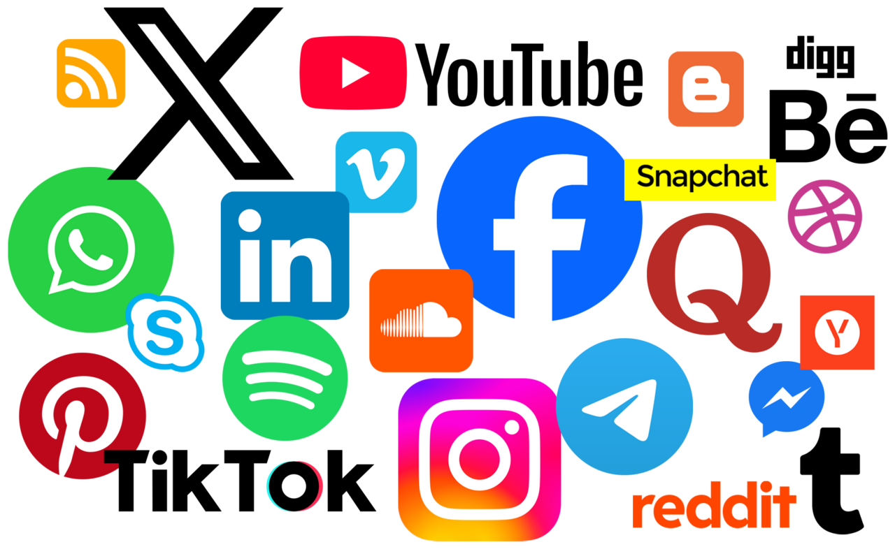 A collection of social media platform application icons.