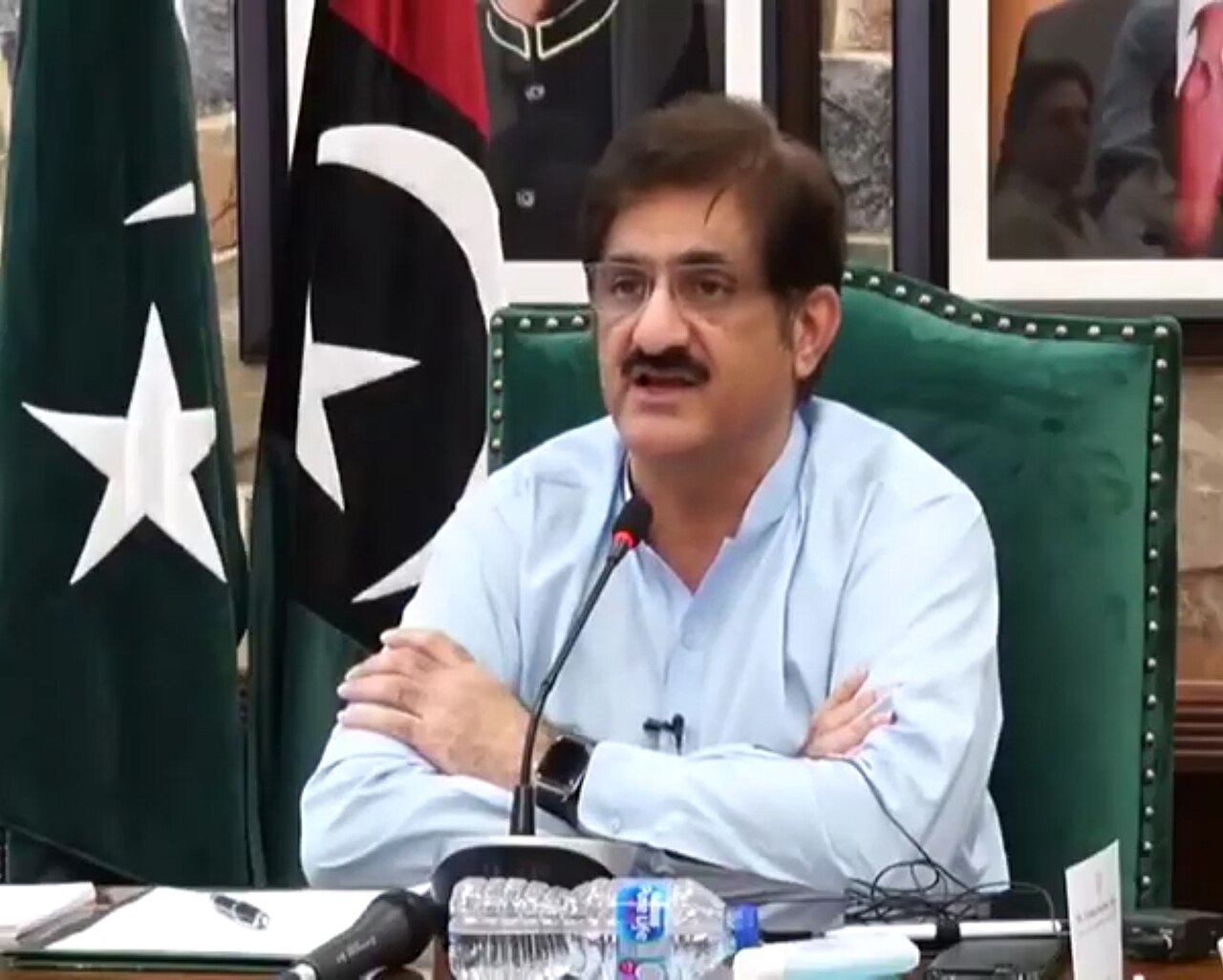 Sindh Chief Minister Syed Murad Ali Shah at a cabinet meeting in his office