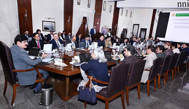 Sindh Chief Minister Syed Murad Ali Shah presiding over a cabinet meeting in Karachi.