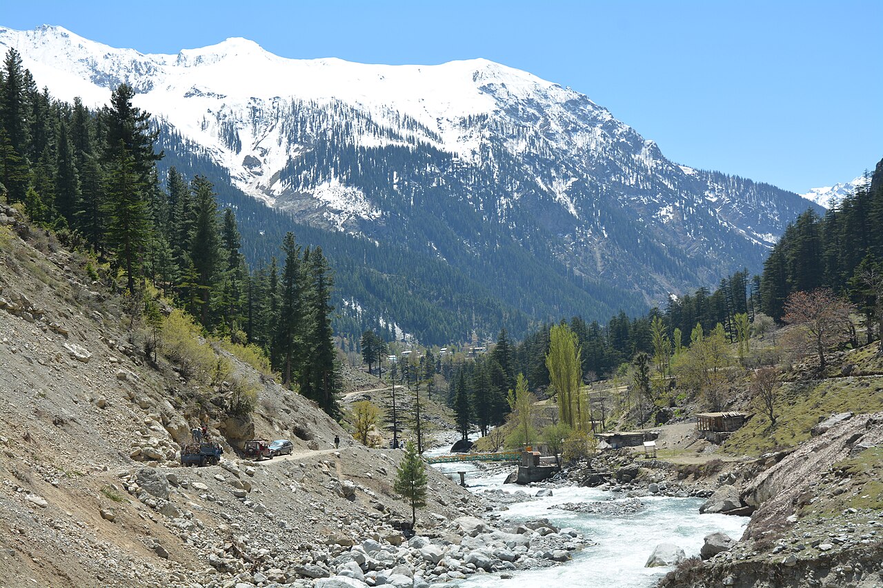 The Swat River flowing through the Swat Valley in Khyber Pakhtunkhwa